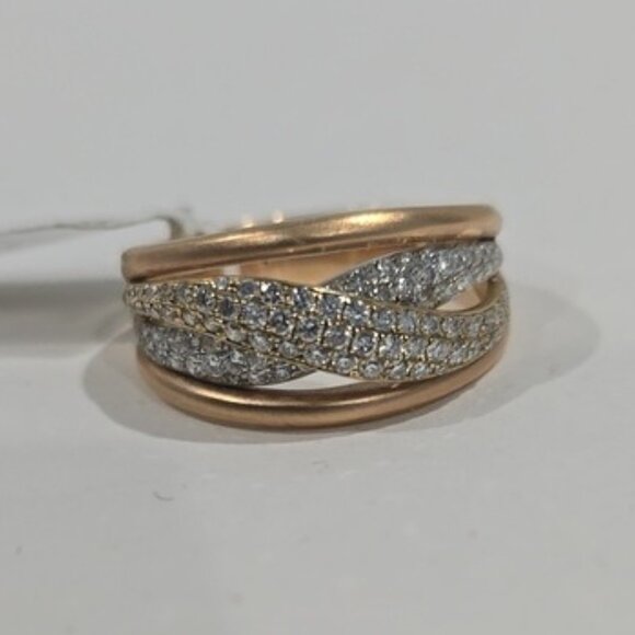 NWT ✅18K YG Diamond Ring Set in Pavé brilliant-cut diamonds, .91ctw SZ 7 ⭐ NEW